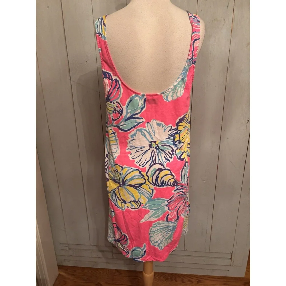 Lilly Pulitzer Carmel Kir Royal Pink Swept By The Tides Pima Cotton Tank Dress L